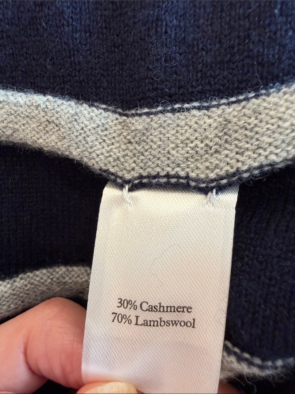 Pure Collection Navy and Cream Striped Knit Midi Skirt - Picture 7 of 8